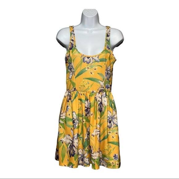 Zara Yellow Tropical Floral Mini Tank Dress Medium - Picture 3 of 7